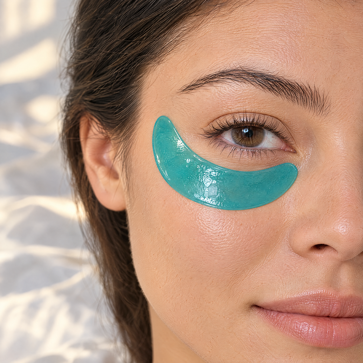 Crescent peptide eye patch under the eye and over crow's feet